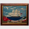 British Woolwork Picture of the H.M.S. Trafalgar