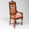 Early Victorian Neo-Gothic Carved Oak Arm Chair