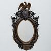 Victorian Painted and Parcel-Gilt Cast Iron Oval Mirror