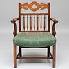 George III Carved Oak and Mahogany Armchair, Yorkshire
