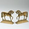 Pair of Brass Horse Form Chenets