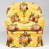 Floral Linen Tufted Upholstered Club Chair