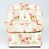 Floral Linen Tufted Upholstered Tub Chair