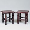 Pair of Modern Painted Faux Bamboo Low Tables