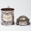 Italian Silver-Mounted Magnfying Glass and a J.E. Caldwell Coin Silver Christening Cup