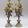 Pair of TÃ´le Peinte Floral Lamps