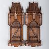 Pair of Small Stained Wood Models of Draw Bridges