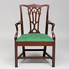 George III Carved Mahogany Armchair, in the Neo-Gothic taste