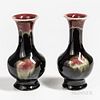 Near Pair of Black/Flambe Splash-glazed Bottle Vases