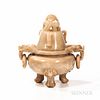 Yellow Hardstone Tripod Censer and Cover