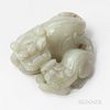Jade Carving of a Shishi with Cub