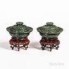 Pair of Hardstone Openwork Censers and Covers