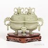 Jade Double Bowl Censer and Cover