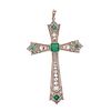 1920s Platinum Gold Diamond & Emerald Cross