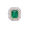 Platinum Emerald Diamond Ring