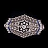 Platinum Sapphire Diamond Brooch
