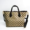 Gucci 473887 Women's GG Supreme,Leather Handbag,Shoulder Bag Beige,Black