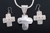 Mexico Sterling Silver Cross Necklace & Earrings