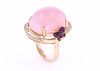 Pink Opal & Pink Topaz Diamond 14k Gold Ring