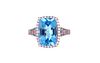 Swiss Blue Topaz & Blue Diamond 10k Rose Gold Ring
