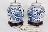 Pair of Canton Style Ginger Jar Lamps