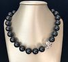 Tiffany & Co. 18k White Gold and 14.5mm Black Onyx Bead Necklace