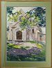 William Lester Stevens Watercolor "View of a Western Massachusetts Church"