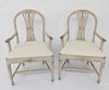 Pair of Swedish Gustavian Style Lime Washed Open Armchairs, circa 1890