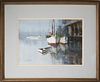 Edward C. Gifford Watercolor "Boats at Anchor"