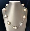 15mm-15.5mm White and Gold South Sea Baroque Pearl Tin Cup Necklace