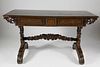 19th c. Teak Spanish Colonial Carved Library Table