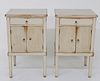 Pair of Scandinavian Lime Washed One Drawer Side Tables