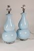 Pair of Contemporary Powder Blue Glass Lamps