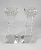 Pair of Crystal Column Candlesticks by Shannon
