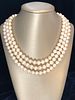 White Fresh Water Pearl Triple Strand Necklace