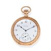 ELGIN, 14K YELLOW GOLD OPEN FACE POCKET WATCH WITH GOLD-FILLED FOB CHAIN