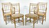SET OF (4) BAMBOO TURNED COUNTRY SHERATON DINING CHAIRS