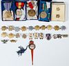 (30) ASSORTED MEDALS & INSIGNIA, MOSTLY MILITARY