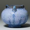 Fulper Pottery Three-Handled Blue Crystalline Vase