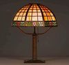 Bradley & Hubbard Six-Sided Slag Glass Lamp c1920