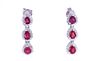 Ruby & Diamond Platinum Dangle Earrings