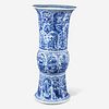 A large Chinese blue and white porcelain gu-form beaker vase Kangxi period