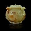 A Chinese carved greyish celadon and beige jade archaistic "Birds" vessel and cover Qing Dynasty, 18th/19th Century