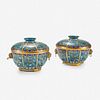 A pair of Chinese cloisonné covered circular bowls 18th/19th Century