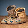 Apsaalooke [Crow] Beaded Hide Moccasins, with Painted Parfleche Soles