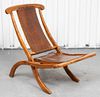 Folding Deck Lounge Chair With Leather Seat
