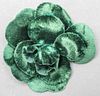 Vintage Chanel Green Velvet Camellia Flower Brooch