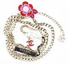Chanel Silver-Tone Link Belt With Camellias