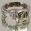 Lady's Very Fine Approx. 5.13 carat Emerald Cut Diamond and 18 Karat White Gold Engagement Ring.