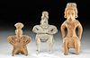 Lot of 3 Huastec, Colima, & Jalisco Pottery Figures, TL